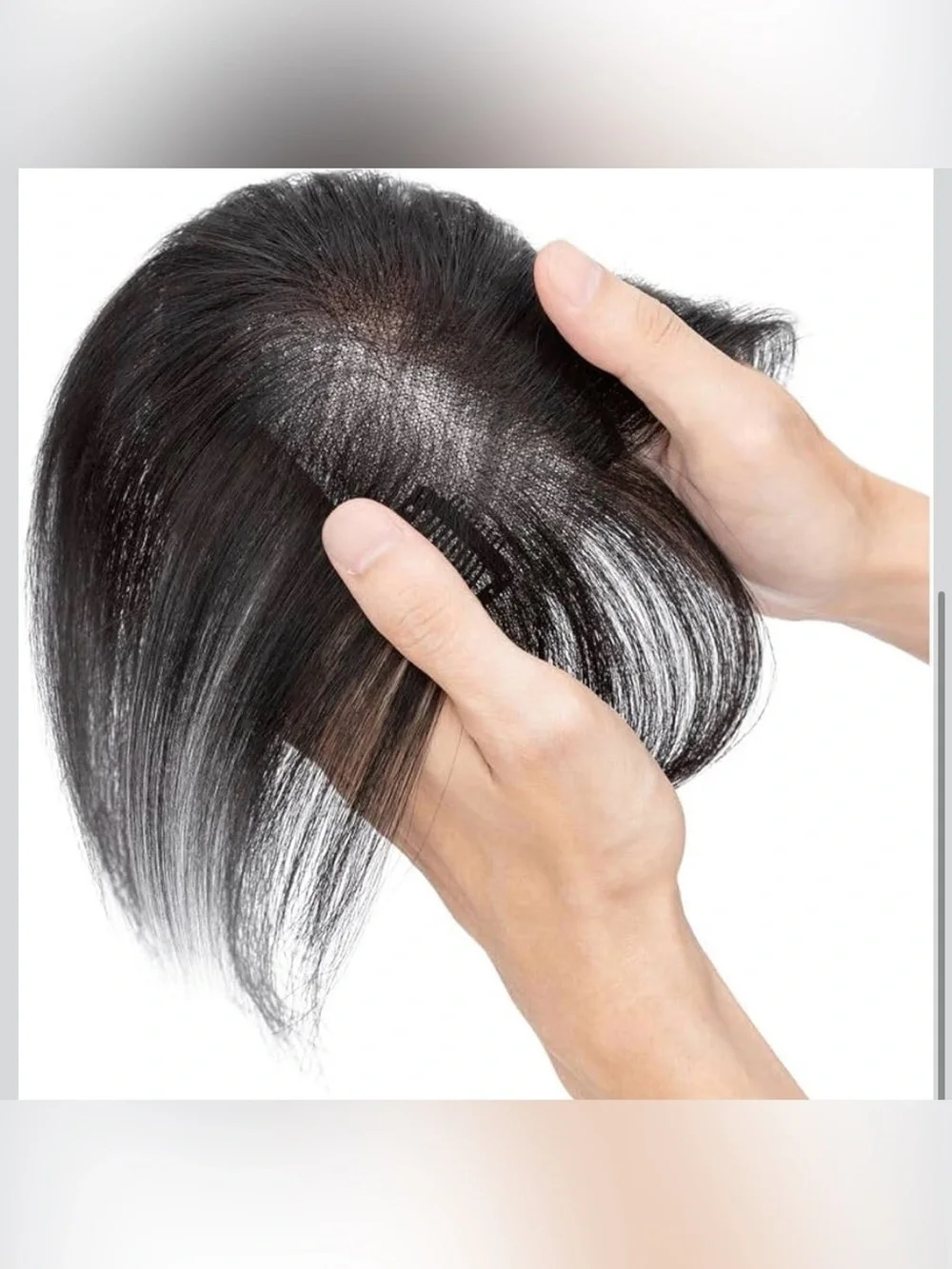 Hair Topper Real Human Hair Upgrade 360°3D Cover Clip in Wispy Bangs